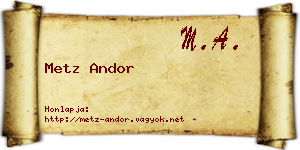 Metz Andor névjegykártya